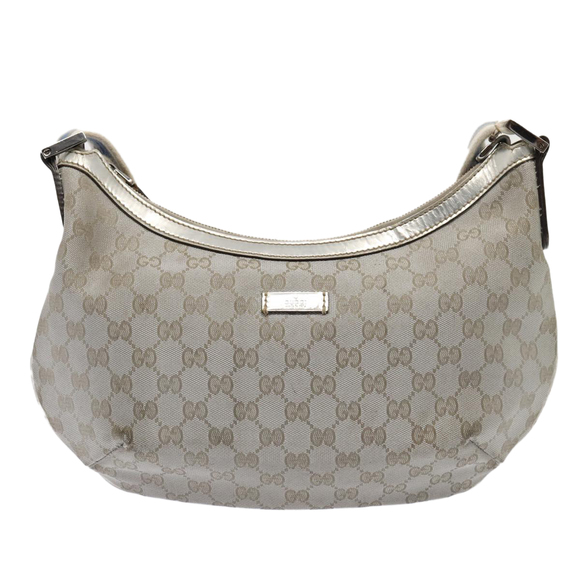 GUCCI GG Canvas Sherry Line Shoulder Bag Silver Gray 181092 Auth 80134 - Picture 2 of 16
